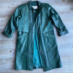 CAPRA | Vintage Long Green Leather Jacket